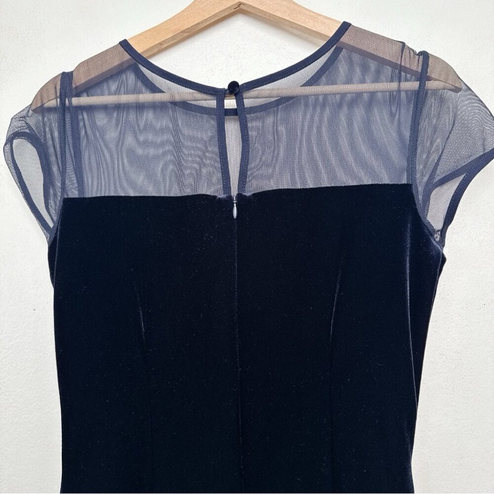 Joseph Ribkoff Womens 10 NWT Elegant Navy Velvet Ruffle Sheath Dress - Picture 8 of 14